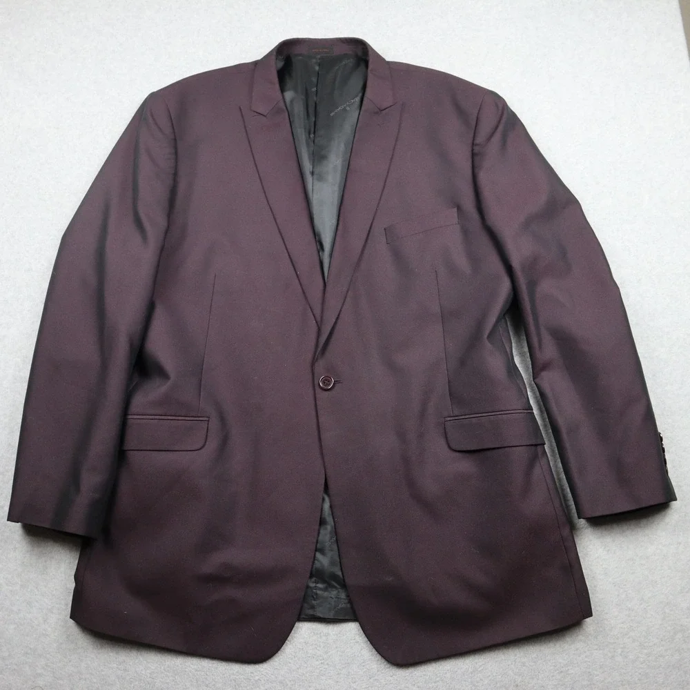 Stacy Adams Blazer Mens 48L Gold Single Breasted Burgundy Iridescent Sport Coat